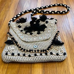 World Market Crochet Purse w Mirror Shell Details